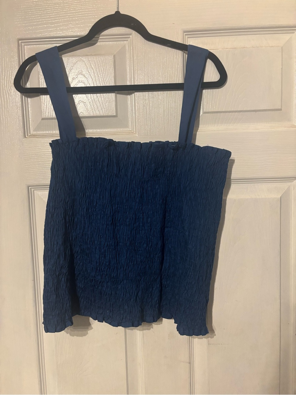 Vintage Navy Smocked Tank Top with Wide Straps